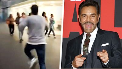 ¿Directo al maratón? Eugenio Derbez en carrera de obstáculos para evitar a la prensa