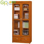 【綠家居】安科納 時尚2.7尺實木雙門書櫃/收納櫃(兩色可選)