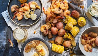 Cajun Shrimp Boil With Rémoulade; Blueberry Pancakes With Maple Sausages