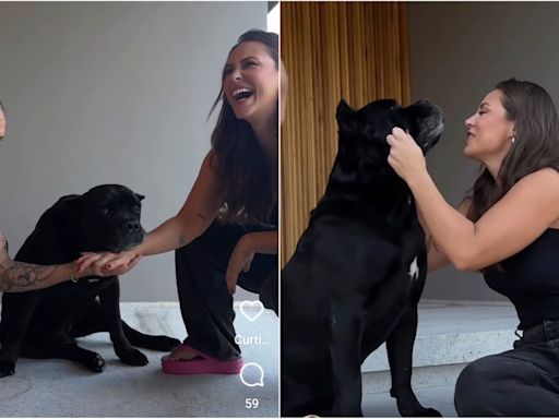 Paolla Oliveira e Diogo Nogueira fazem trend viralizada com cachorro e se surpreendem com resultado