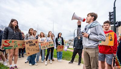 Shorewood High School students march to University of Wisconsin-Milwaukee encampment as student movement grows