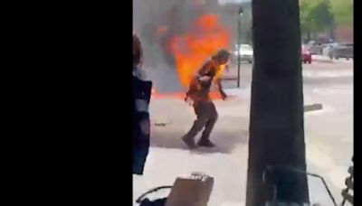 Imágenes sensibles: un hombre se prende fuego en Burgos delante de su exmujer