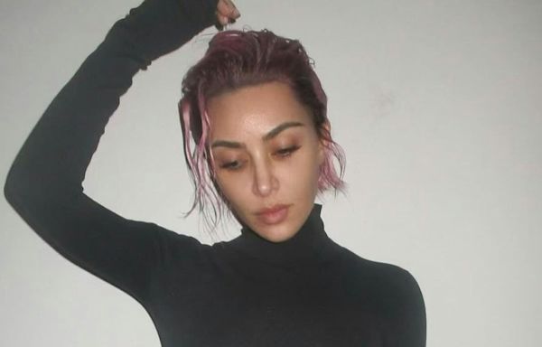Kim Kardashian Debuts A 'Pastel Grunge' Pink Pixie Cut