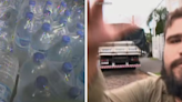 Homem flagrado por TV negociando venda de água doada, admite crime e derruba câmera