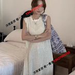 韓國chic夏季小眾設計感鏤空網格開叉毛邊針織罩衫背心連衣裙女-沐雨家居