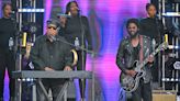 Stevie Wonder flexes his Clavinet chops as he hits the stage with Gary Clark Jr