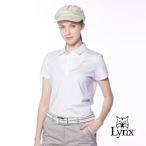 【Lynx Golf】女款吸濕排汗假兩件式滿版高爾夫球印花短袖POLO衫/高爾夫球衫-淺灰色