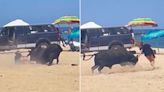 Raging bull attacks woman on Mexican beach as tourists scream in horror: video