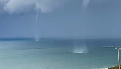 Crazy looking rare water spouts appear off the Welsh coast