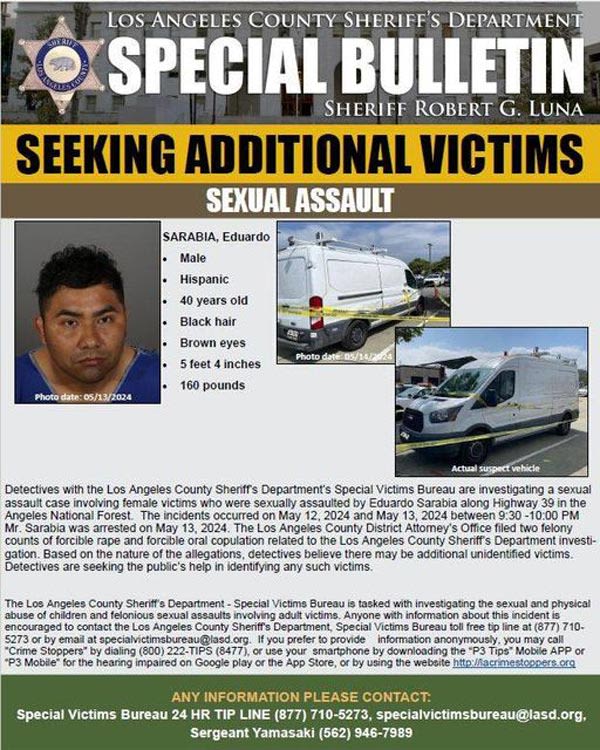 Los Angeles County Sheriff Seeks Public’s Help Finding Additional Sexual Assault Victims of Suspect Eduardo Sarabia