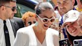 Selena Gomez Arrives in Cannes, Wearing a Breezy White Peplum Minidress