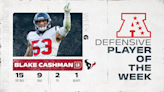 Texans LB Blake Cashman wins AFC Defensive Player of the Week