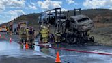 Semi truck hauling electric vehicles catches fire, shuts down I-80 in Summit County