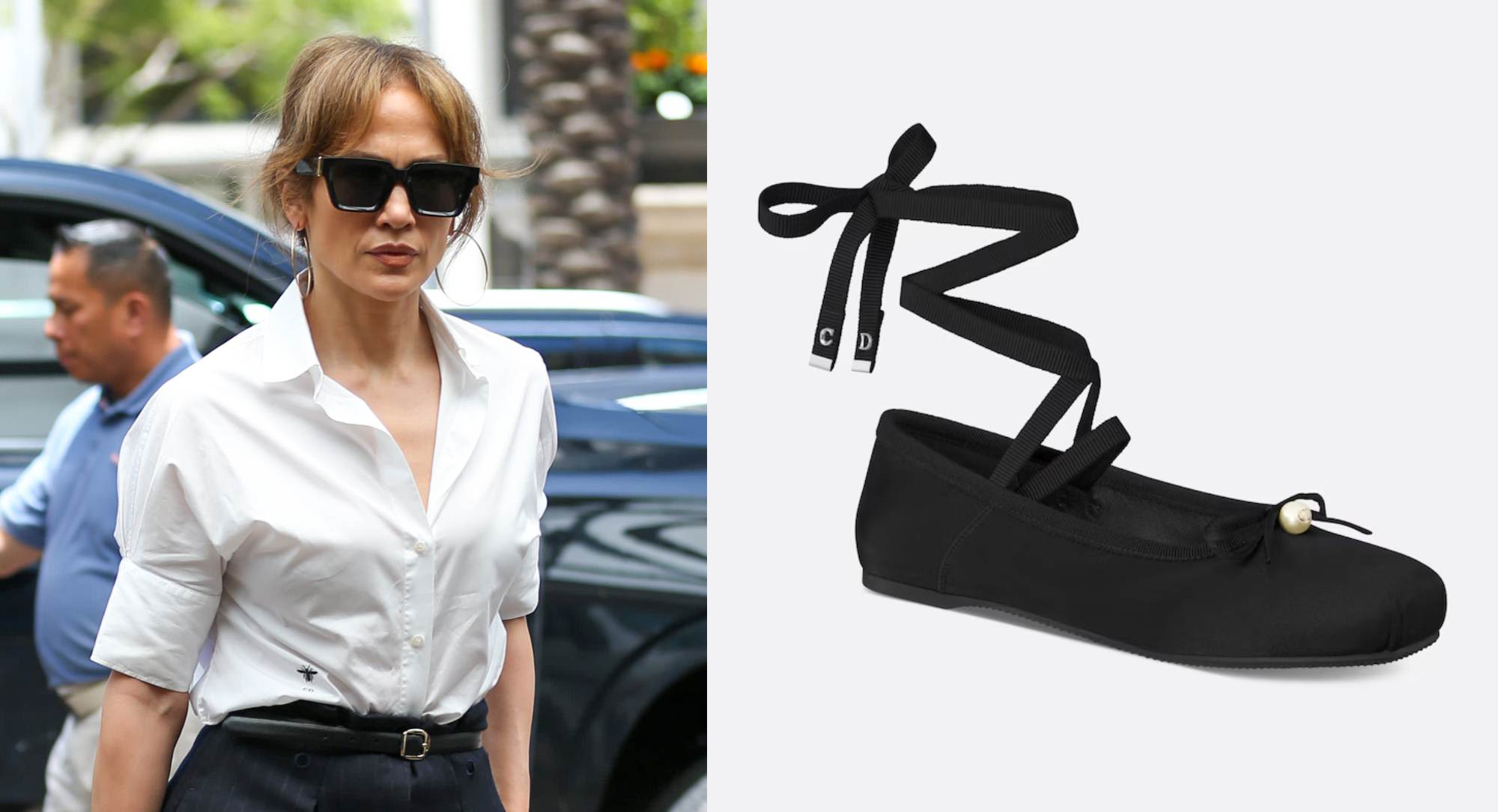 Jennifer Lopez Channels ‘Balletcore’ in Dior Pearl-Embellished D-Joy Flats in Los Angeles