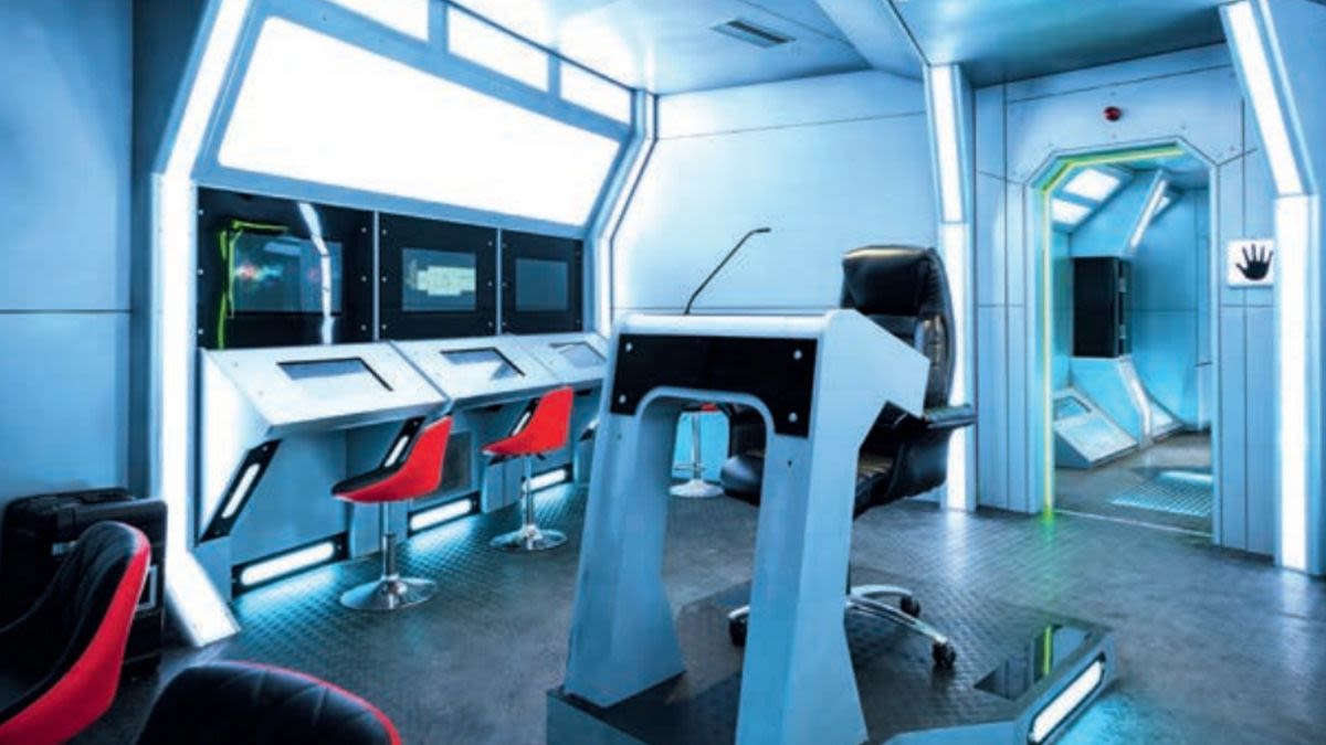 Inside Bridge Command, a life-sized starship ready to propel you into space