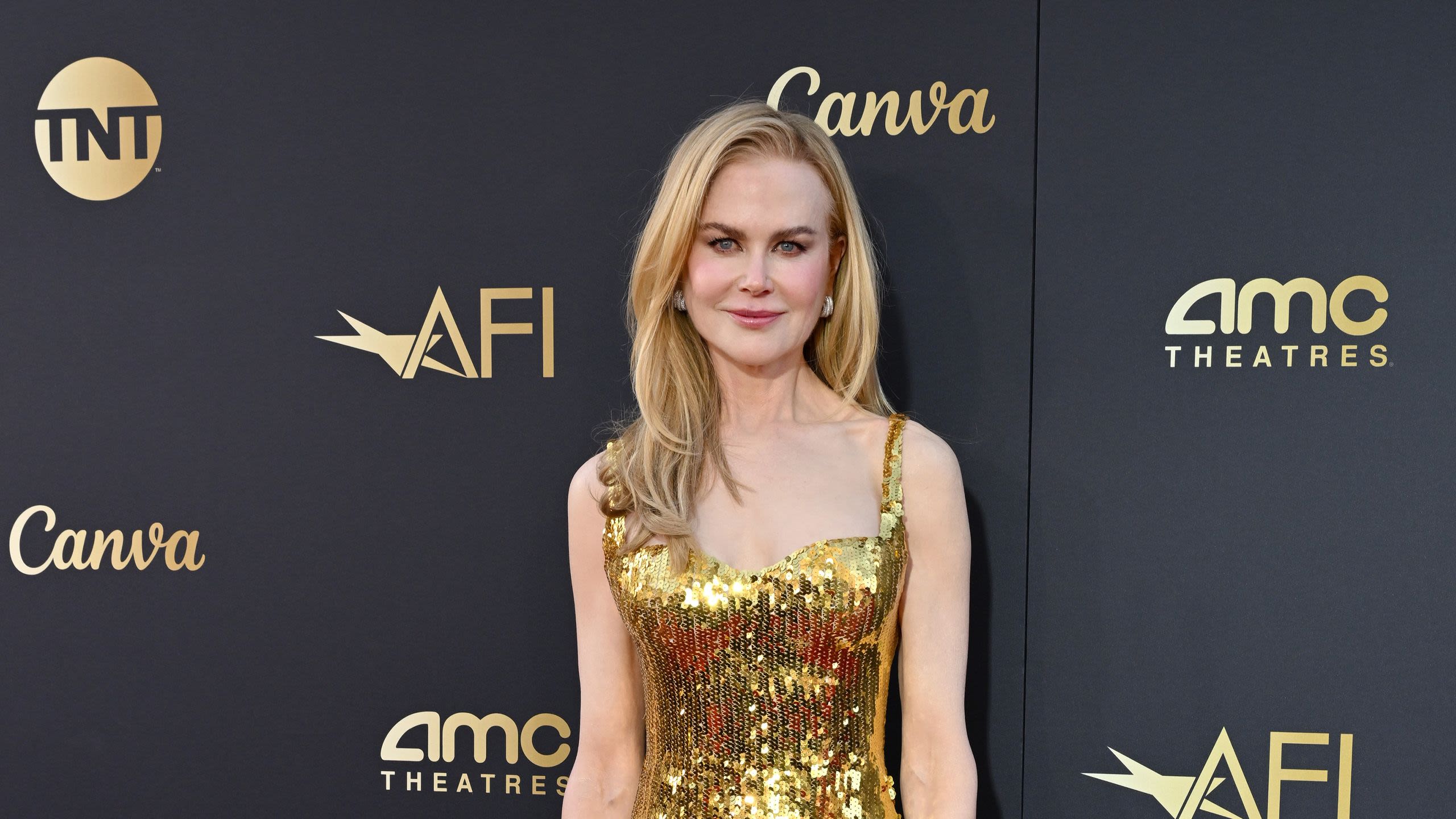 Nicole Kidman Accepts Her Lifetime Achievement Award in a Gold Sequined Gown