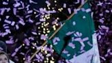 Mexican opposition presidential candidate Xochitl Galvez, polling in second place on the eve of elections, waves the national flag during a campaign rally