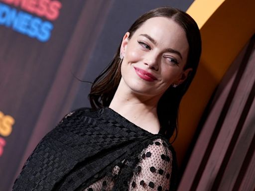 Emma Stone Just Reinvented Polka Dots For Summer In A Sheer Fishnet Dress