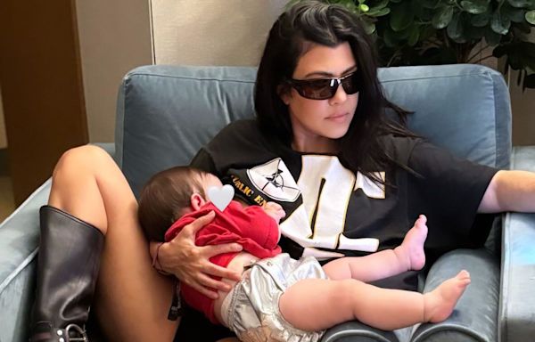 Kourtney Kardashian Shares Sweet Armchair Cuddle with Son Rocky in Cute New Photo