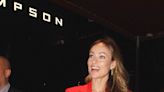 Olivia Wilde Mastered Power Suit Dressing in a Plunging Red Blazer