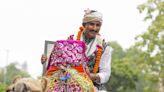 Watch: Rajasthan MP rides to Parliament on camel, stopped by cops