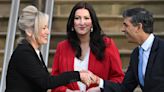 Moment of history: Rishi Sunak shakes hands with Sinn Fein's First Minister Michelle O'Neill in Belfast