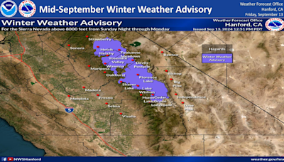 Sierra snow advisory is earliest in 20 years; Stockton could see rain this week