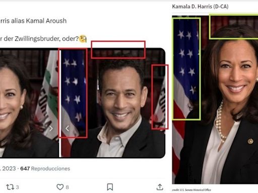 La imagen que muestra a Kamala Harris como hombre es un montaje