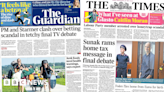 Newspaper headlines: Snoozing England fan and debate reaction