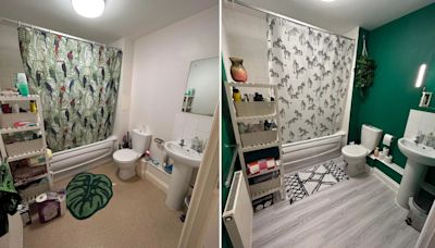 I transformed my bathroom’s 'hospital flooring' using a £19 renter-friendly buy