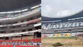 El estadio Azteca ya luce sin pasto y sin algunas butacas