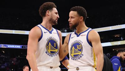 WATCH: Warriors' Stephen Curry comically acts disgusted upon seeing Klay Thompson with new Mavericks teammate