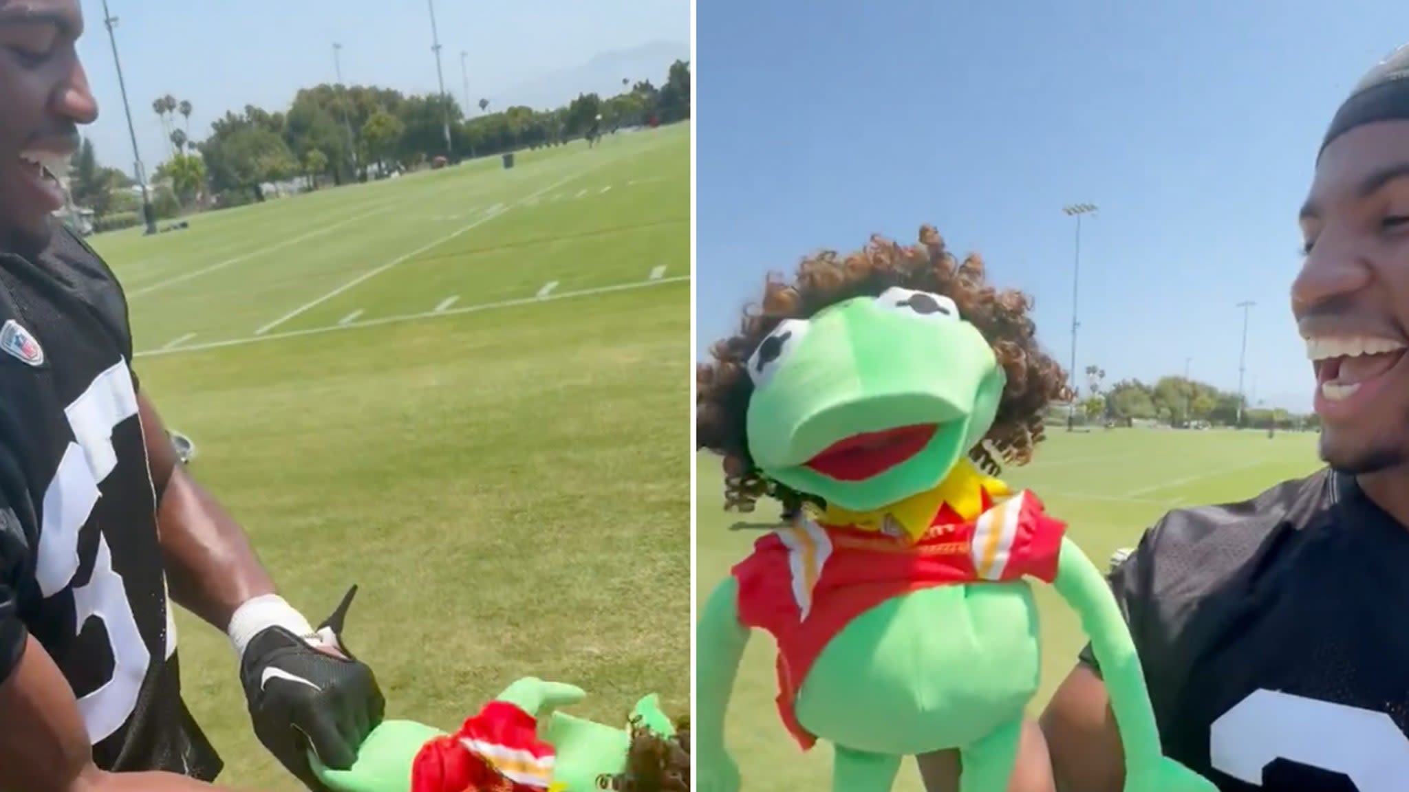 Raiders Troll Patrick Mahomes With Kermit The Frog Puppet At Training Camp