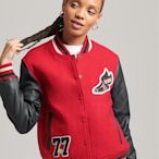 SUPERDRY 女裝 長袖 休閒飛行夾克外套 Varsity Patched Bomber 紅