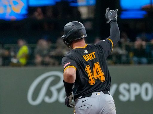 Bart hits grand slam, 1 of 5 Pirates homers in 12-2 rout of Brewers