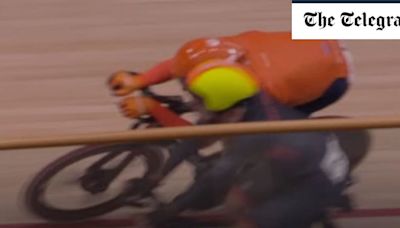 Dutch rider disqualified for headbutt on GB's Ollie Wood in chaotic Madison final