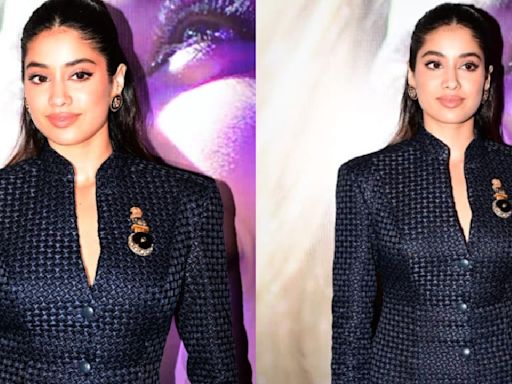 Janhvi Kapoor’s blue blazer and velvet bell bottoms is what you need for your business parties