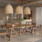 北歐侘寂風全實木餐桌茶桌一體兩用長方形小戶型復古家用原木椅子-西瓜鈣奶