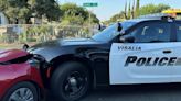 Teens in stolen car ram Visalia cop car, police say. They’re suspected of armed robbery