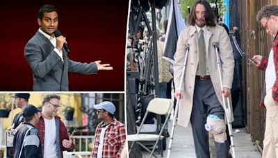 Aziz Ansari reveals why Keanu Reeves was hobbling on crutches while filming ‘Good Fortune’