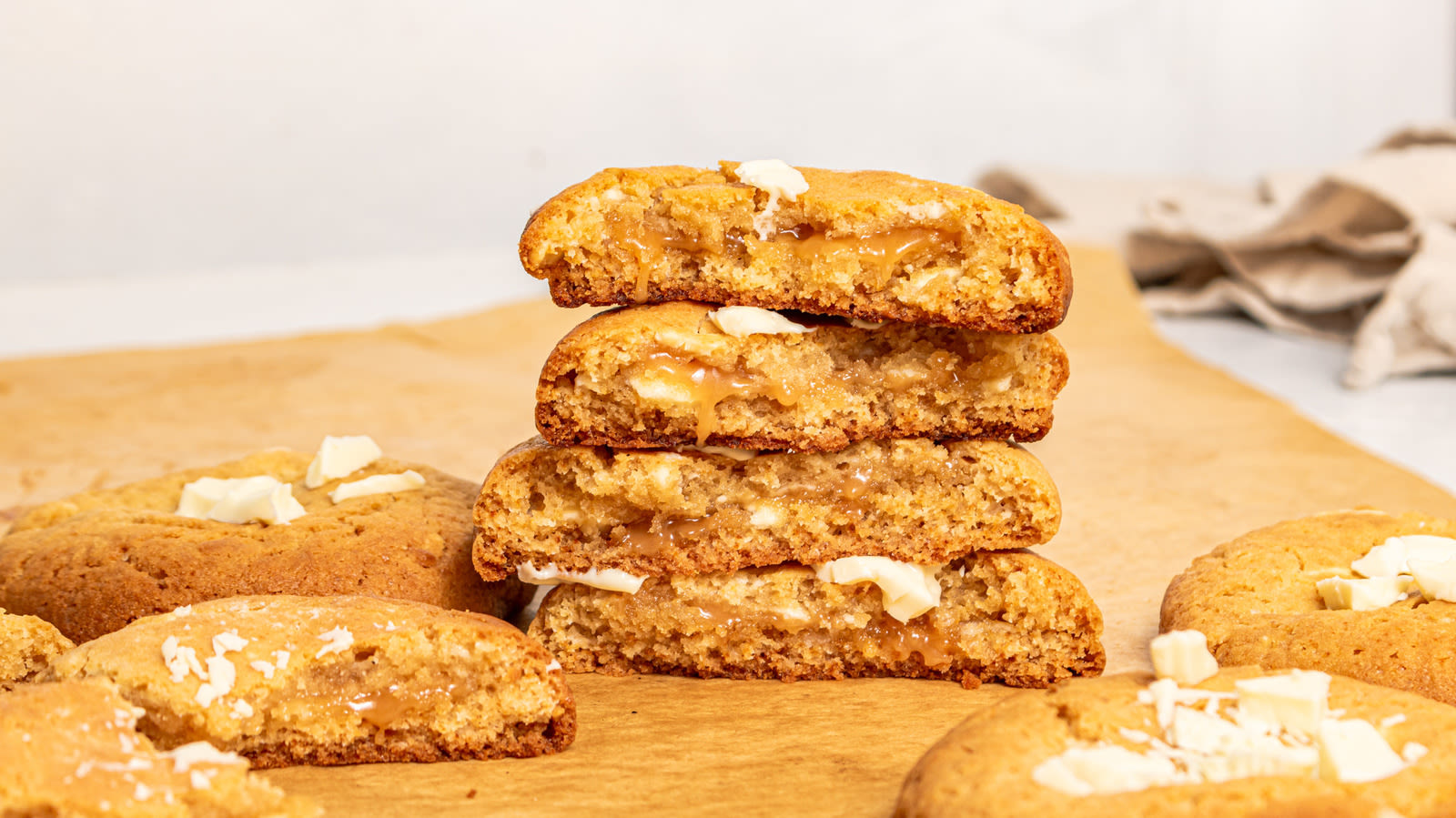 Salted Caramel-Stuffed White Chocolate Chip Cookies Recipe