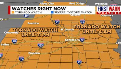 Tornado watch covers Kansas City metro area and numerous Missouri counties as storms approach