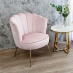 Boden-托倫貝殼造型粉色絨布單人休閒椅/沙發椅/洽談餐椅(二入組合)-78x73x87cm
