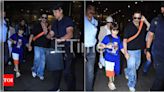Shah Rukh Khan returns to Mumbai with AbRam and Gauri Khan after UK trip | - Times of India