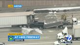 Pickup truck slams into stalled big rig on EB 91 Freeway in Cerritos, snarling morning commute