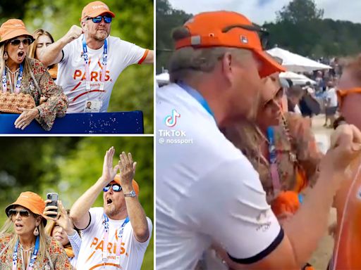 Moment King and Queen of Netherlands console tearful Olympian denied medal by tyre puncture