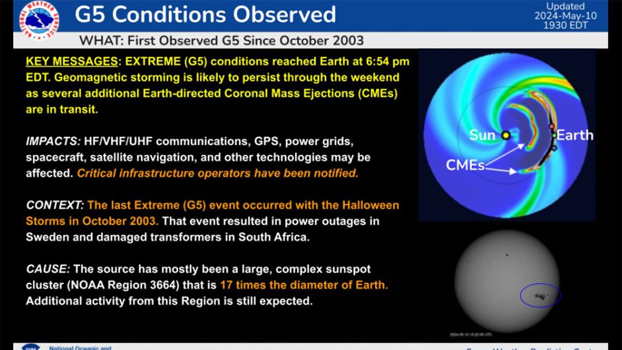 Northern lights forecast: 'Extreme' geomagnetic storm could make aurora visible in NYC