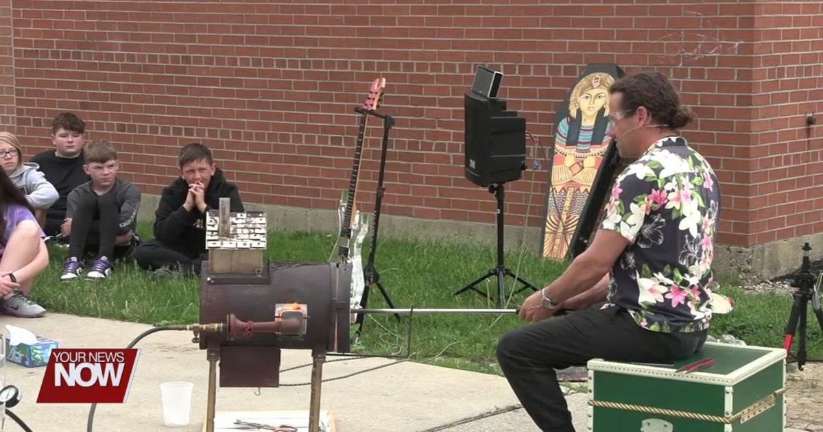 Glass blower shares life lessons through his art with Wapakoneta Middle School students