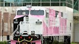 It's 76 feet long, powered by 72 giant batteries, and it's pink. Meet the Wabtec FLXDrive