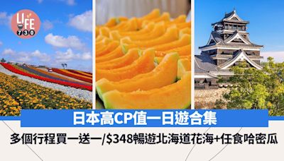 日本旅遊 高CP值日本一日遊合集 熊本城行程買一送一/低至$348暢遊北海道花海+任食哈密瓜